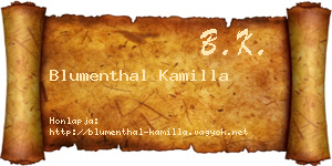 Blumenthal Kamilla névjegykártya